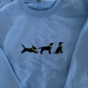 Black lab with ball Embroidered Sweatshirt